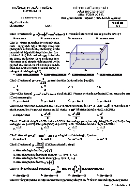 Đề thi giữa học kì I môn Toán lớp 12